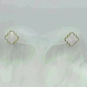 Chloe Clover Stud Earrings 18k Gold Plated Earrings in White